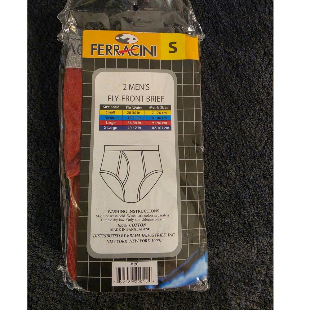Ferracini Mens 2 Pack Fly-Front Briefs Size Small 28-30 100% Cotton Navy Red NEW - Picture 3 of 4
